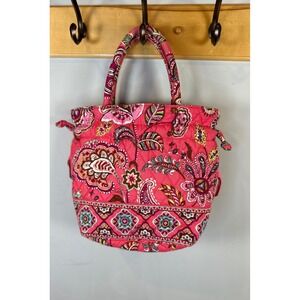 Vera Bradley Emma Bucket Drawstring Bag Call Me Coral Pink Paisley